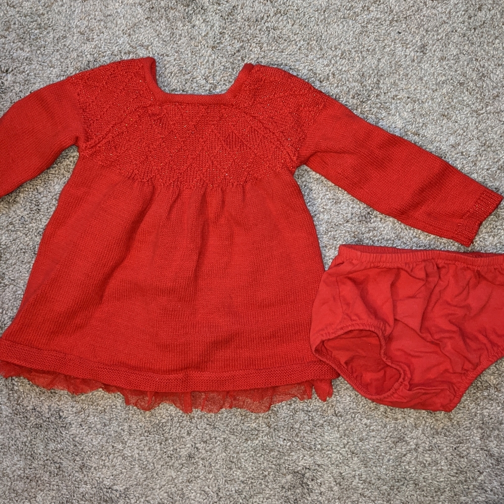 Infant Red Xmas Sweater Dress